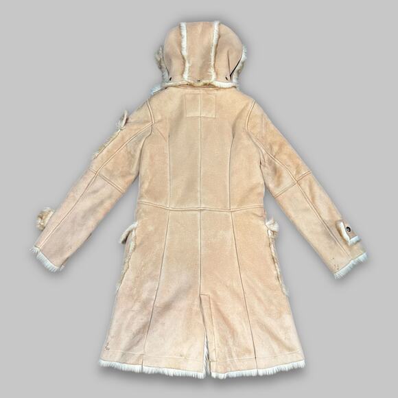 Pepe Jeans London Women’s Faux Shearling Hooded Toggle Coat – Beige – Size S - Picture 2 of 6